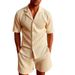 Men's Sports Suits Spring And Summer New Striped Lapel Short Sleeved Shorts Two Piece Suits_voghion.com