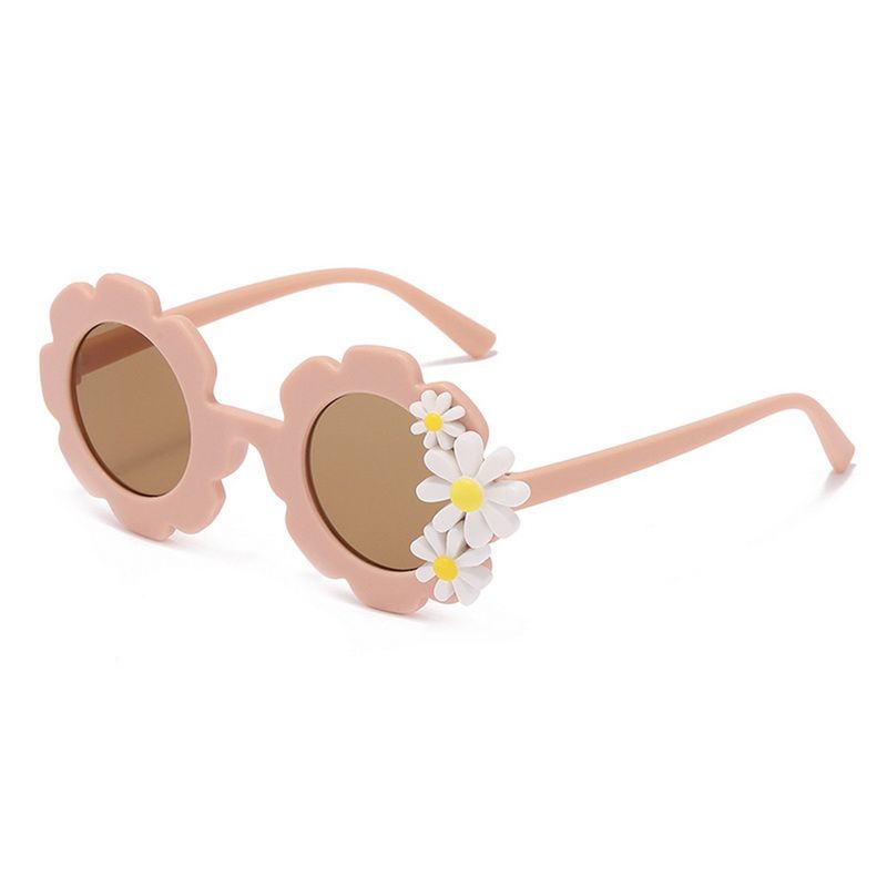 Koreanesch 2024 Nei Kanner Daisy Round Cute Sonnebrëll Jongen Meedercher Ultraviolet-proof Baby Sonnebrëller Lovely Eyeglass_voghion.com