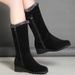 Women's Shoes Winter Snow Fleece-lined Thick Wedge Non-slip Warm Side Zipper Cotton 41 Plus Size Women's Boots_voghion.com