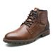 Bottes Martin montantes rétro bicolores en cuir pour homme Wangjia Xin Ao Shoes 3998_voghion.com