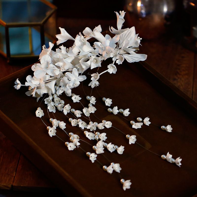 Waldfee wunderschöne Braut Blumenspange, schlichtes Quasten-Haar-Accessoire im koreanischen Stil, romantisch und personalisiert_voghion.com
