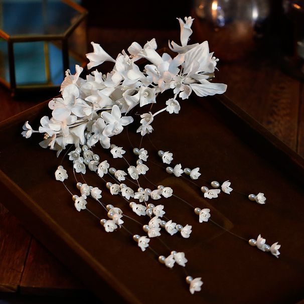 Waldfee wunderschöne Braut Blumenspange, schlichtes Quasten-Haar-Accessoire im koreanischen Stil, romantisch und personalisiert_voghion.com