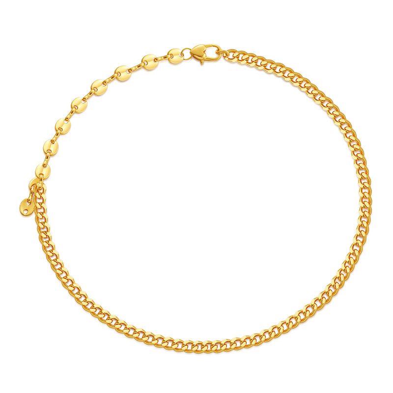 Collana unisex cubana in stile cubano con catena piatta placcata in oro e rame, molto venduta_voghion.com