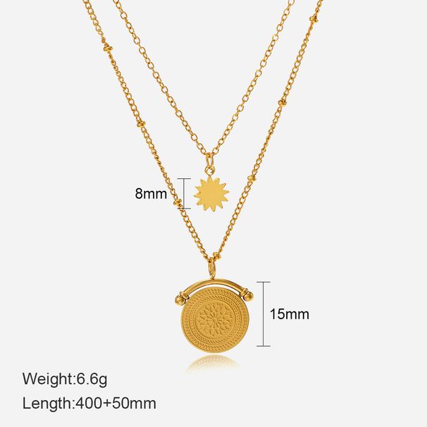 Collana con ciondolo a stella a doppio strato - Catena in acciaio inossidabile placcato oro 14 carati per donna_voghion.com