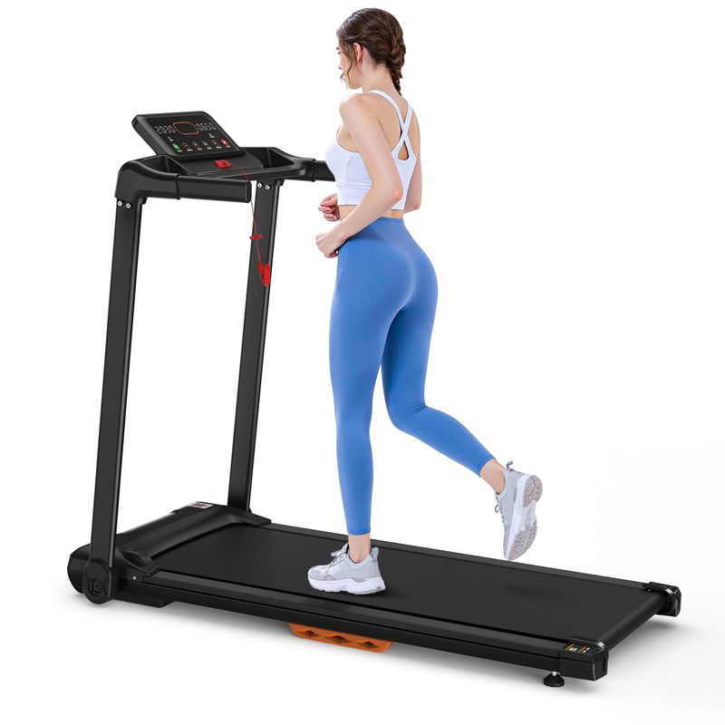 Laufband für Zuhause, Klappbares Treadmill bis 12 km/h, Max. 120 kg Tragkraft, Tablethalterung, App-Kompatibel, LED-Display_voghion.com