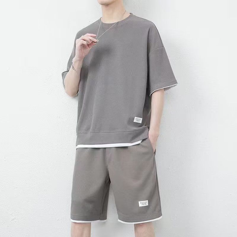 Men's Clothing Casual Suit Short-Sleeved T-Shirt Men's Clothing Set With Handsome Sports Suit_voghion.com
