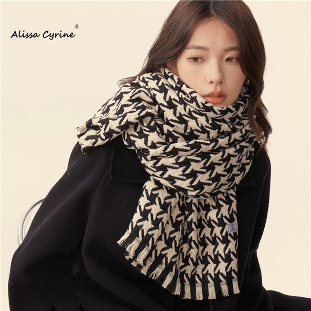 Sciarpa a griglia Thousand Bird 2024 con atmosfera coreana, calore invernale da donna, stile pigro Ins, sottocollo_voghion.com