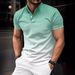 Unbeatable Quality 2024 Spring/Summer New Men's Standing Neck Gradient Casual Short Sleeve Golf Henley Shirt_voghion.com