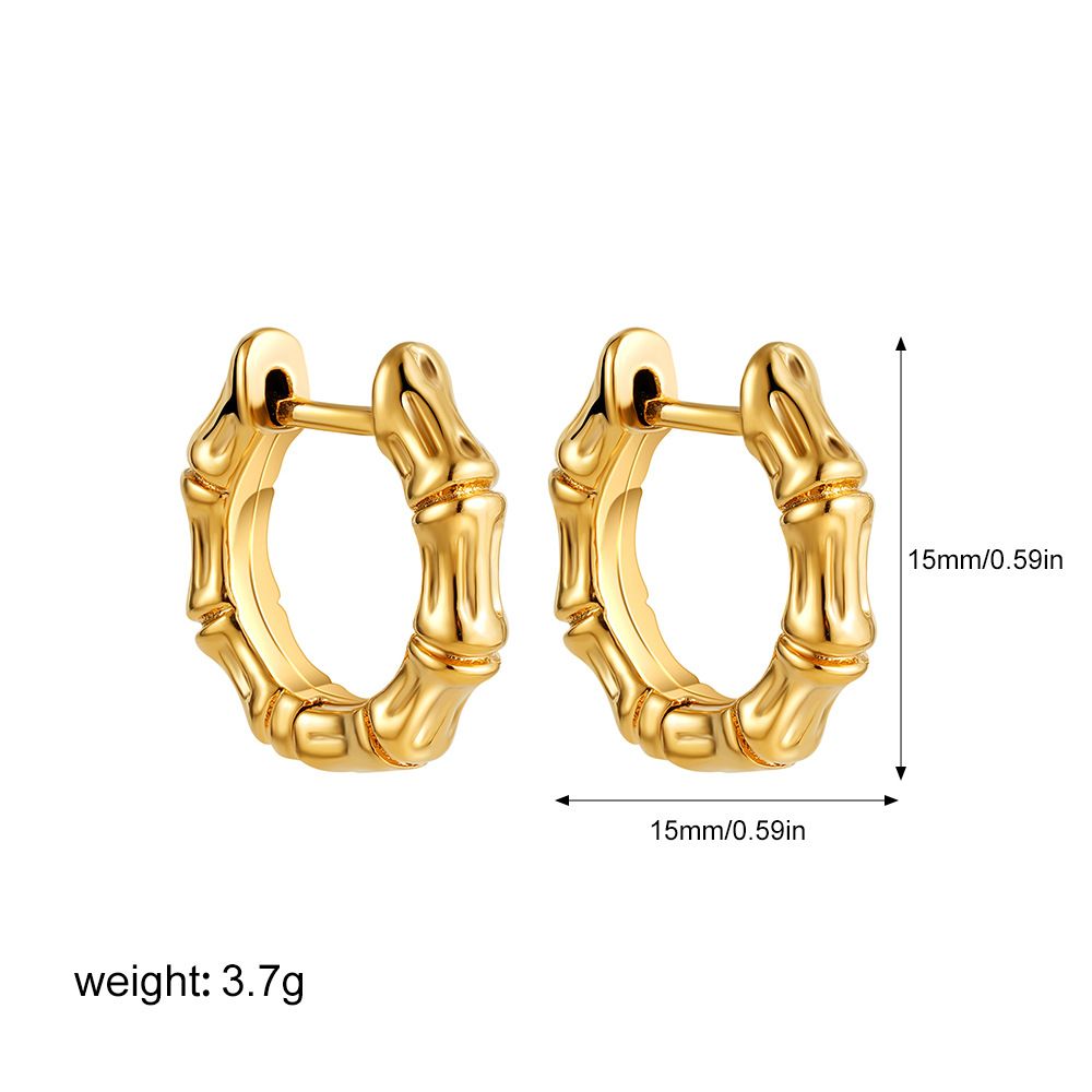 Set di gioielli da donna, moda, semplice, temperamento, personalità, tutto abbinato, leggero, lusso, nicchia retrò, placcato in rame, texture in bambù, orecchini in oro_voghion.com