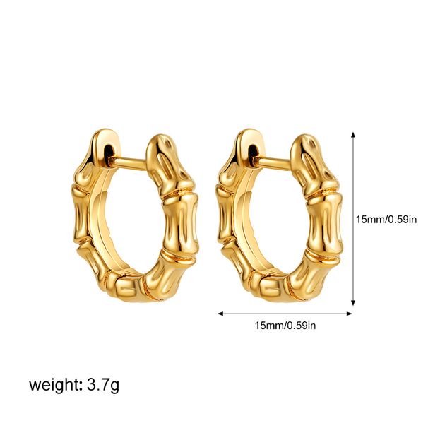 Set di gioielli da donna, moda, semplice, temperamento, personalità, tutto abbinato, leggero, lusso, nicchia retrò, placcato in rame, texture in bambù, orecchini in oro_voghion.com