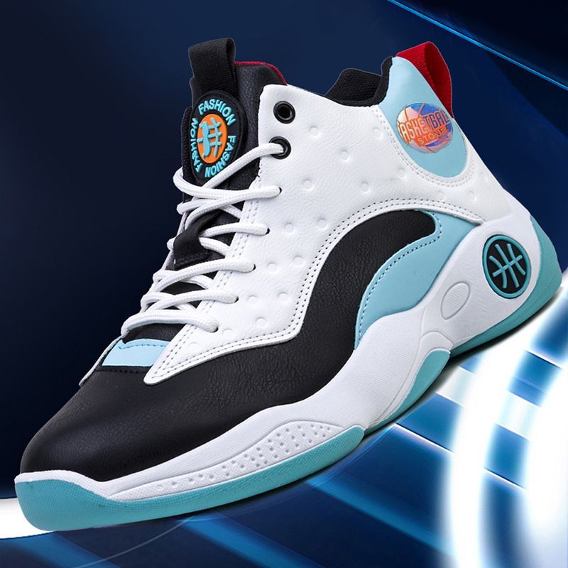 Men's spring soft sole leather casual sports men's fashion basketball high top shoes_voghion.com