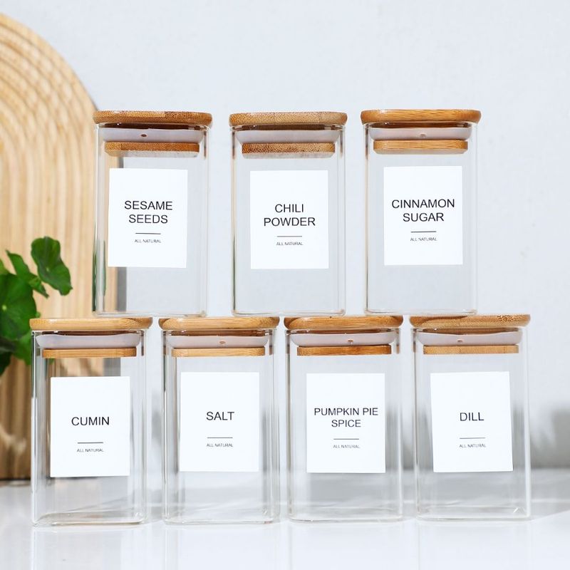 24 Container Bamboo High And Borosilicate Glass Lid 72 Jar Labels Spice X And Label Ounces Handwri With Spice Printed With 8 20_voghion.com
