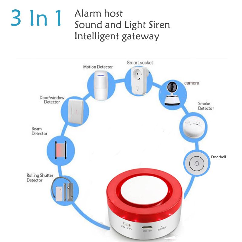 WIFI Tuya Smart Home Security Siren Alarm Big Sound Strobe Flash Alert Wireless 433 Motion Sensor Door Detector Alexa_voghion.com