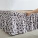 Falda de cama con estampado de leopardo gris claro, de una sola pieza, elástica, plisada, de lino para hotel_voghion.com