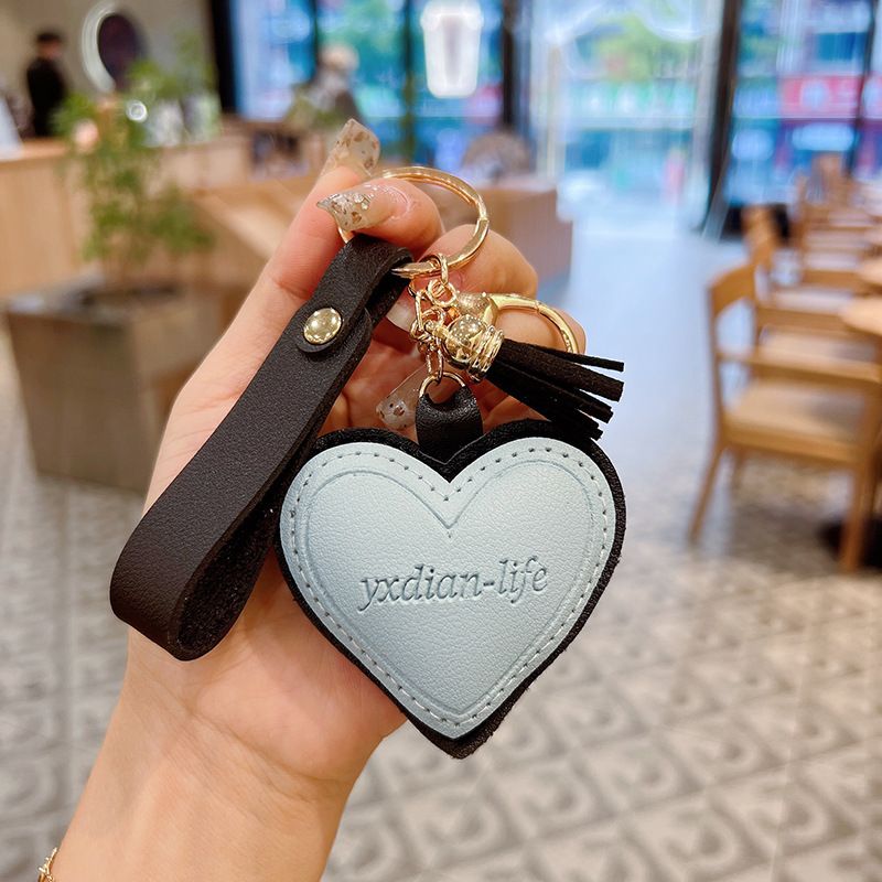 Nuovo portachiavi creativo a forma di cuore in pelle da donna, squisita versione coreana, portachiavi per auto, ciondolo per borsa da scuola, portachiavi semplice_voghion.com
