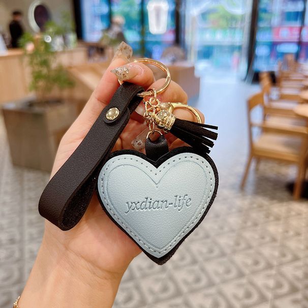 Nuovo portachiavi creativo a forma di cuore in pelle da donna, squisita versione coreana, portachiavi per auto, ciondolo per borsa da scuola, portachiavi semplice_voghion.com