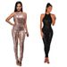 Damkläder Rundhalsgrimma Ärmlös höftlindad paljetterad jumpsuit One Piece Dropshipping_voghion.com