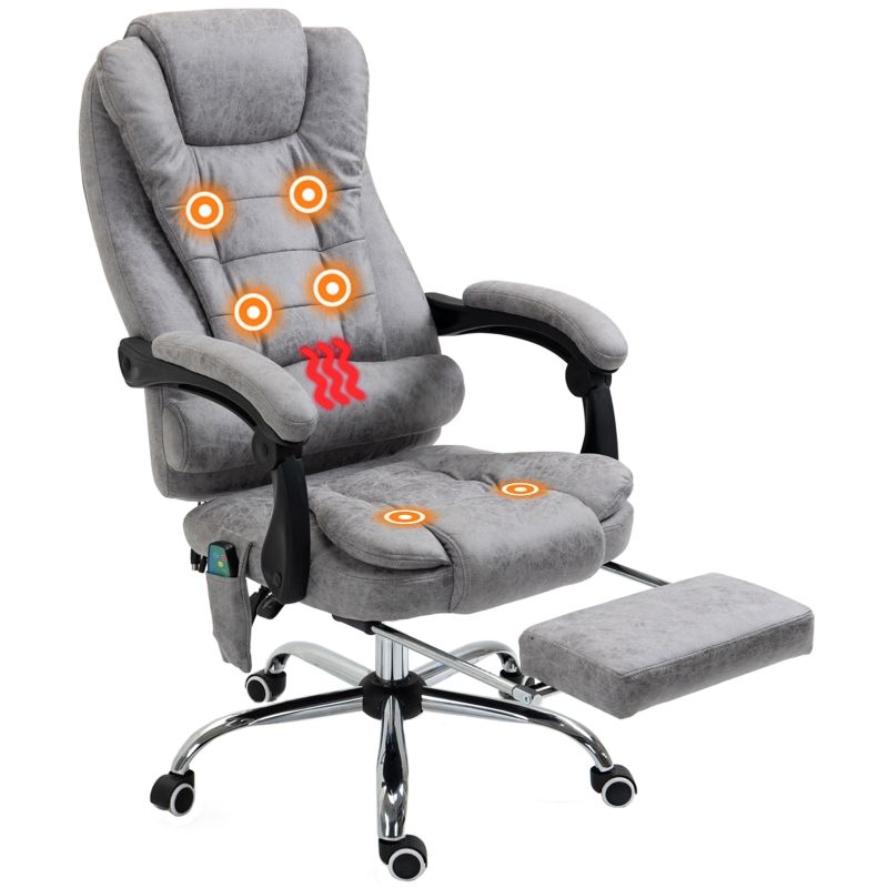 Bürostuhl Mit Massagefunktion, Liege- & Wärmefunktion, Grau_voghion.com