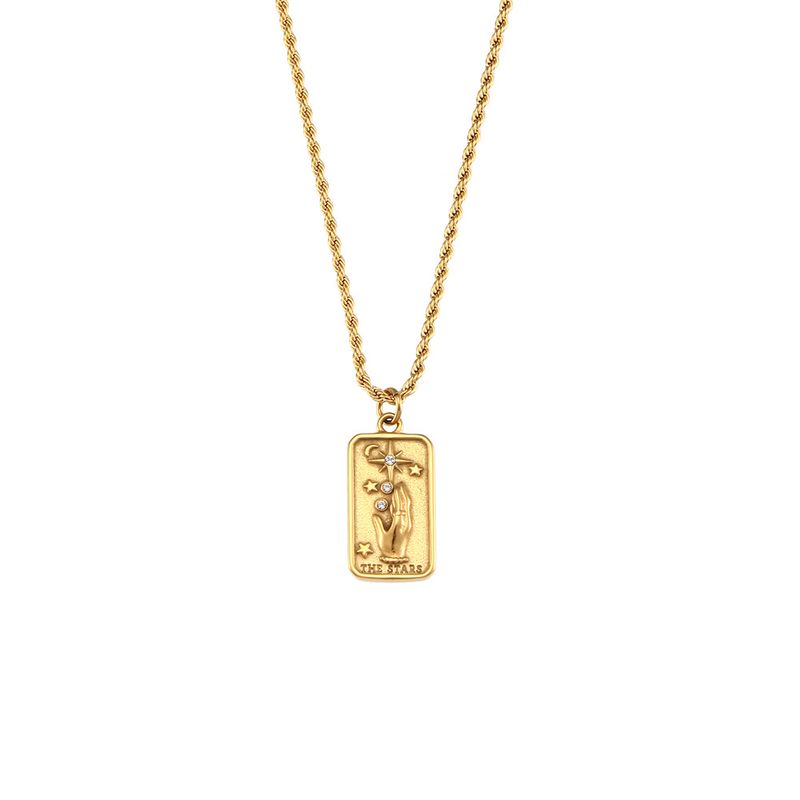 CELESTIALUMINA Original Ins Mode Retro Beliebte Heißer Verkauf Anhänger Schmuck Metall Rechteckigen Tropfen Öl Zirkon Tarot Halskette_voghion.com