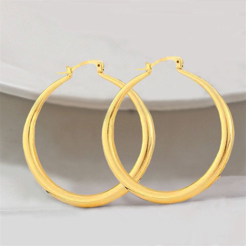 Longrui Orecchini esagerati Moda Orecchini semplici in oro Grandi orecchini rotondi Orecchini orecchini lucidi squisiti_voghion.com