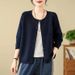 Cardigan rétro en maille de coton pour femme, col rond, manches longues, style automne 2024, vêtement d'extérieur tendance pour les diffusions en direct._voghion.com