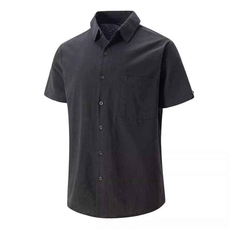 Abbigliamento da uomo Felpa ampia da uomo Camicia in cotone e lino Camicia da spiaggia per ragazzi Camicia a maniche corte da uomo_voghion.com