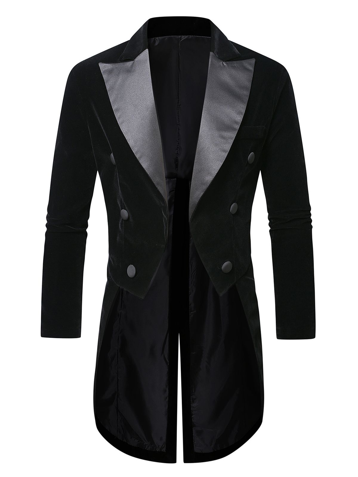 1 Cross-Border Black Elegant Velvet Tuxedo Men's Banquet Wedding Suit Stage Performance Dress Coat_voghion.com