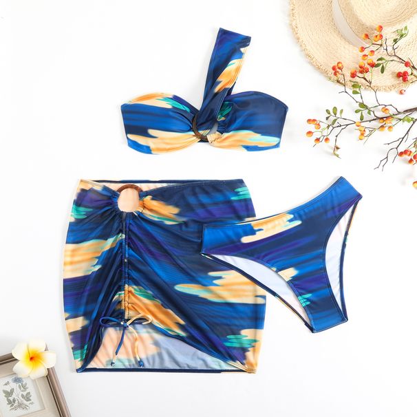 Dámské oblečení Plavky s batikovaným potiskem Dámské třídílné bikiny_voghion.com