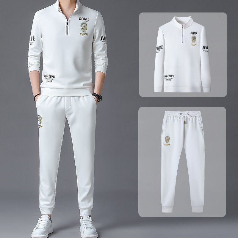 001 Abito casual da uomo di mezza età, a maniche lunghe, primavera e autunno, con mezza cerniera, colletto alla coreana, alla moda, sportivo_voghion.com