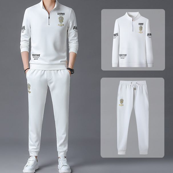 001 Abito casual da uomo di mezza età, a maniche lunghe, primavera e autunno, con mezza cerniera, colletto alla coreana, alla moda, sportivo_voghion.com