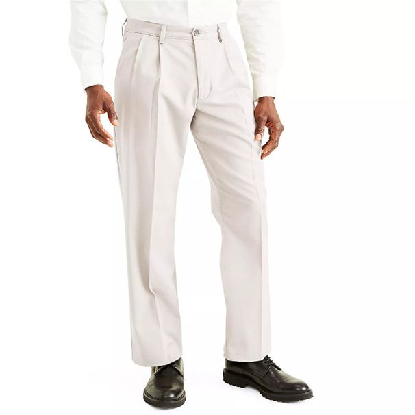 Men's Tailored Dress Pants - Stretch Polyester Blend Straight Fit Trousers With Draping Effect, Office To Casual Versatile_voghion.com