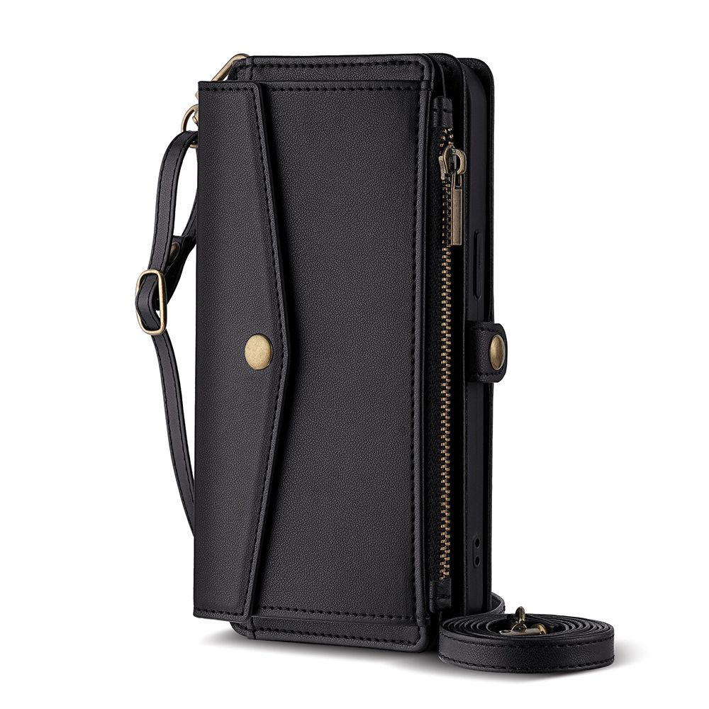 Applicable to iPhone Crossbody Shoulder Strap Leather Case 16 Pro Multifunctional Mobile Phone Case 14 Insert Card 15 Wallet Mobile Phone Case_voghion.com