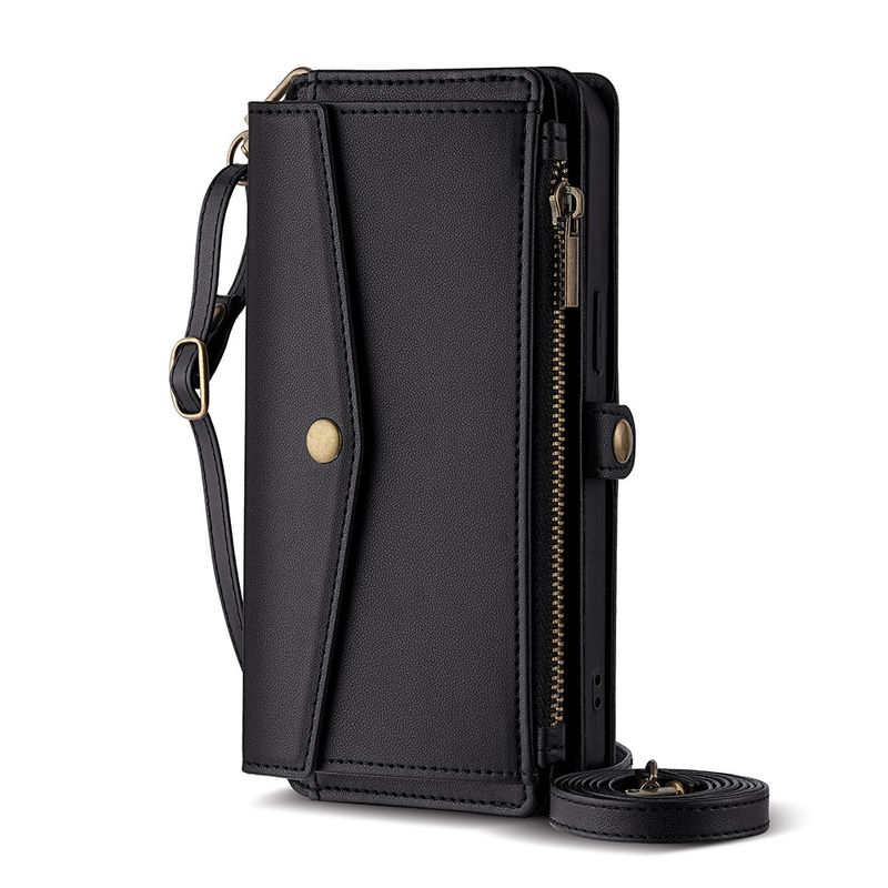 Gælder for iPhone crossbody skulderrem læderetui 16 Pro multifunktionelt mobiltelefonetui 14 kortindlæg 15 pung mobiltelefonetui_voghion.com