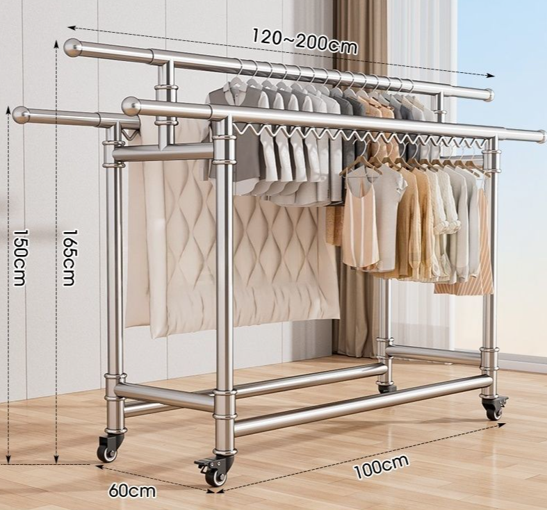 Molensige 304 Laser Full Welding Thickened Stainless Steel Telescopic Clothes Rustproof Balcony Dormitory Drying Rack_voghion.com
