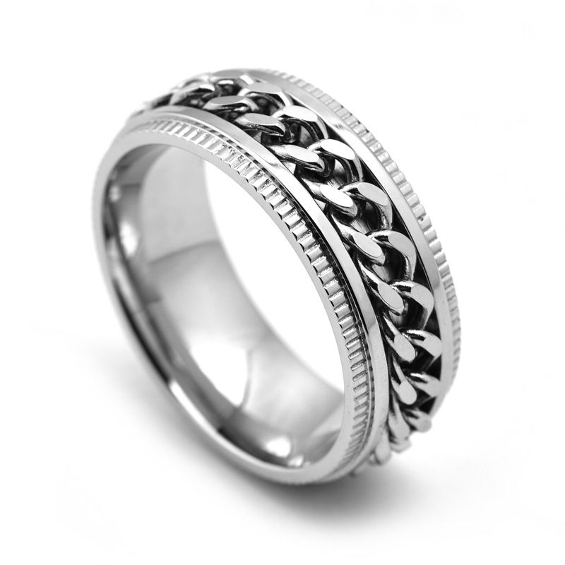 Herrenschmuck Edelstahl Zahnrad Flaschenöffner Drehbarer Kettenring Herrenmode Persönlichkeitsring_voghion.com