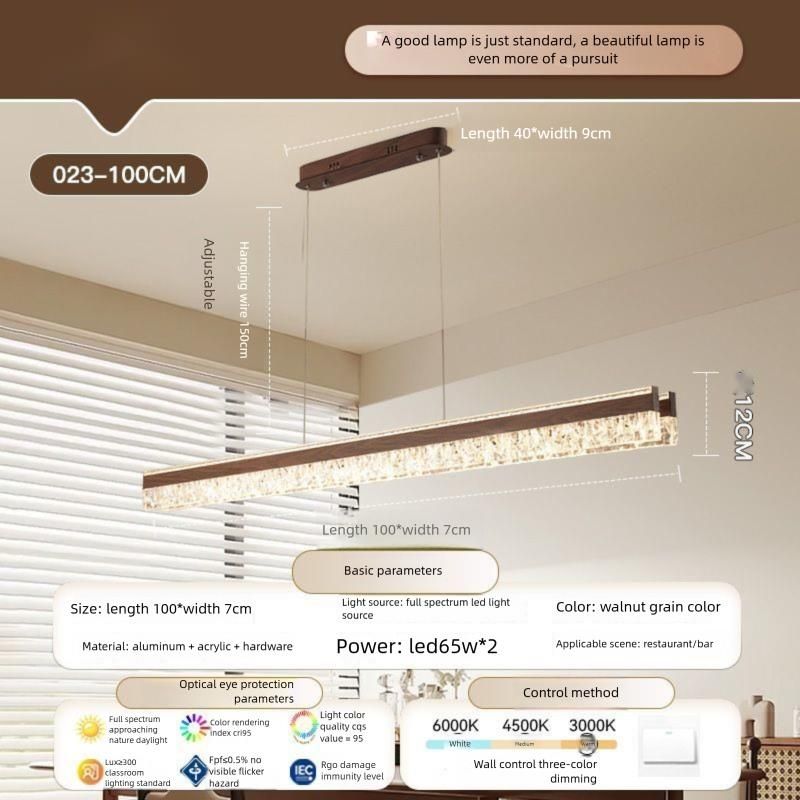 Yifei Vintage Style Walnut Wood Grain Restaurant Minimalist Luxury Linear Bar Pendant Simple Versatile Light_voghion.com