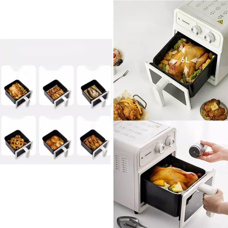 Friggitrice ad aria Glasslock per uso domestico, doppia fonte di calore, non è necessario capovolgerla, forno elettrico multifunzionale ad alta capacità_voghion.com