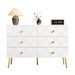 Kommode Weiß 120x80cm Mit 6 Schubladen, Gold-Akzenten Für Wohnzimmer_voghion.com