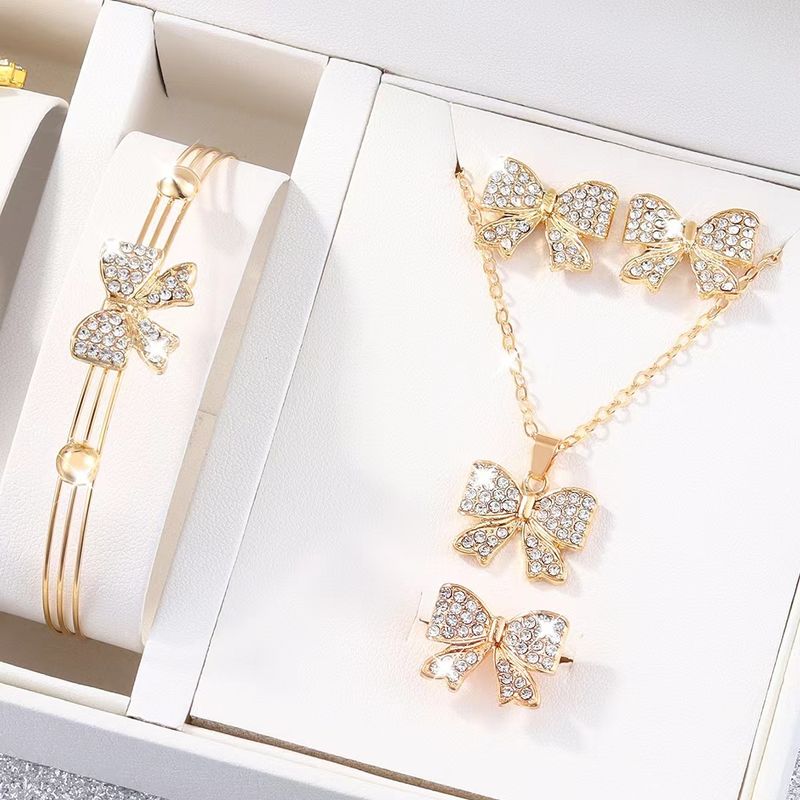 Fashion all match butterfly light luxury simple style necklace earrings bracelet ring 4 piece set set_voghion.com
