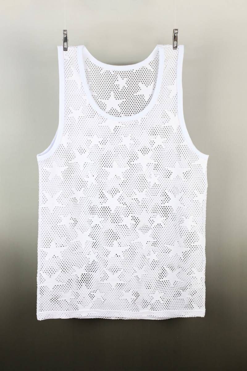 Men's Clothing Classic Men's Underwear Sexy No Frills V Neck Short Sleeved Trendy Star Mesh Breathable I Shaped Vest Hot Sale_voghion.com