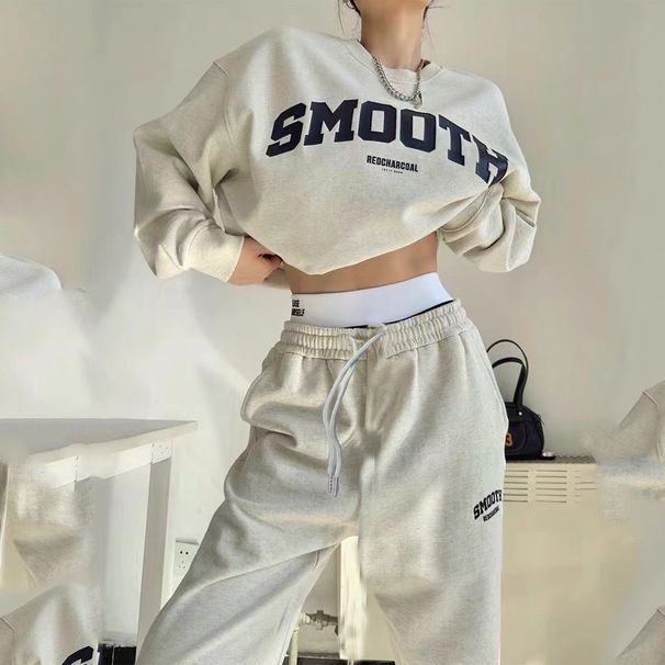 Women's Active Sets Casual Sportswear Suit For Women In Autumn Loose And Versatile Sweatshirt And Sweatpants Student Running Two Piece Set_voghion.com