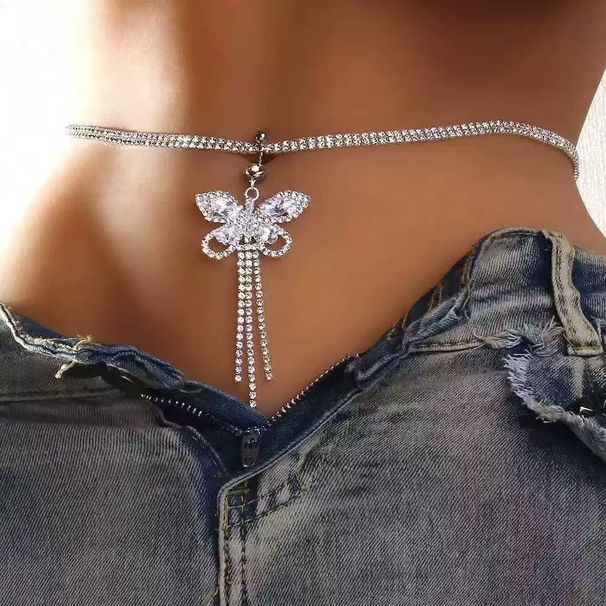 Piercing per ombelico con nappa alla moda, catena per la vita, sexy, a forma di cuore con strass, versatile catena per il corpo_voghion.com