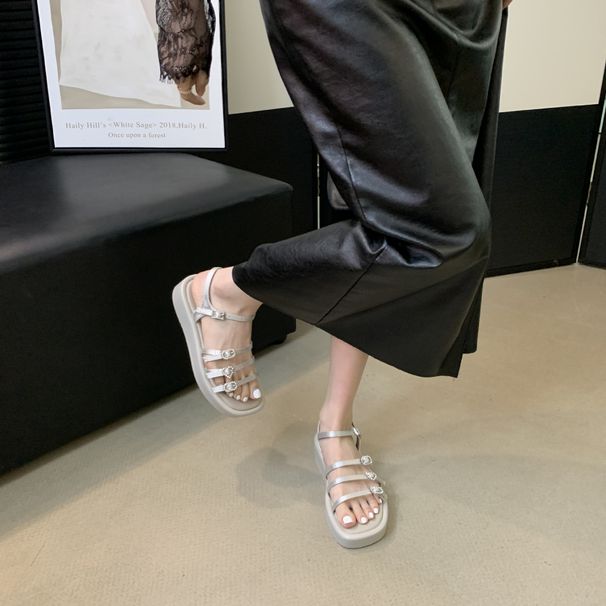 Muffin-Sandalen mit dicker Sohle, Frühling und Sommer, neuer runder Kopf, kleines beliebtes Design._voghion.com