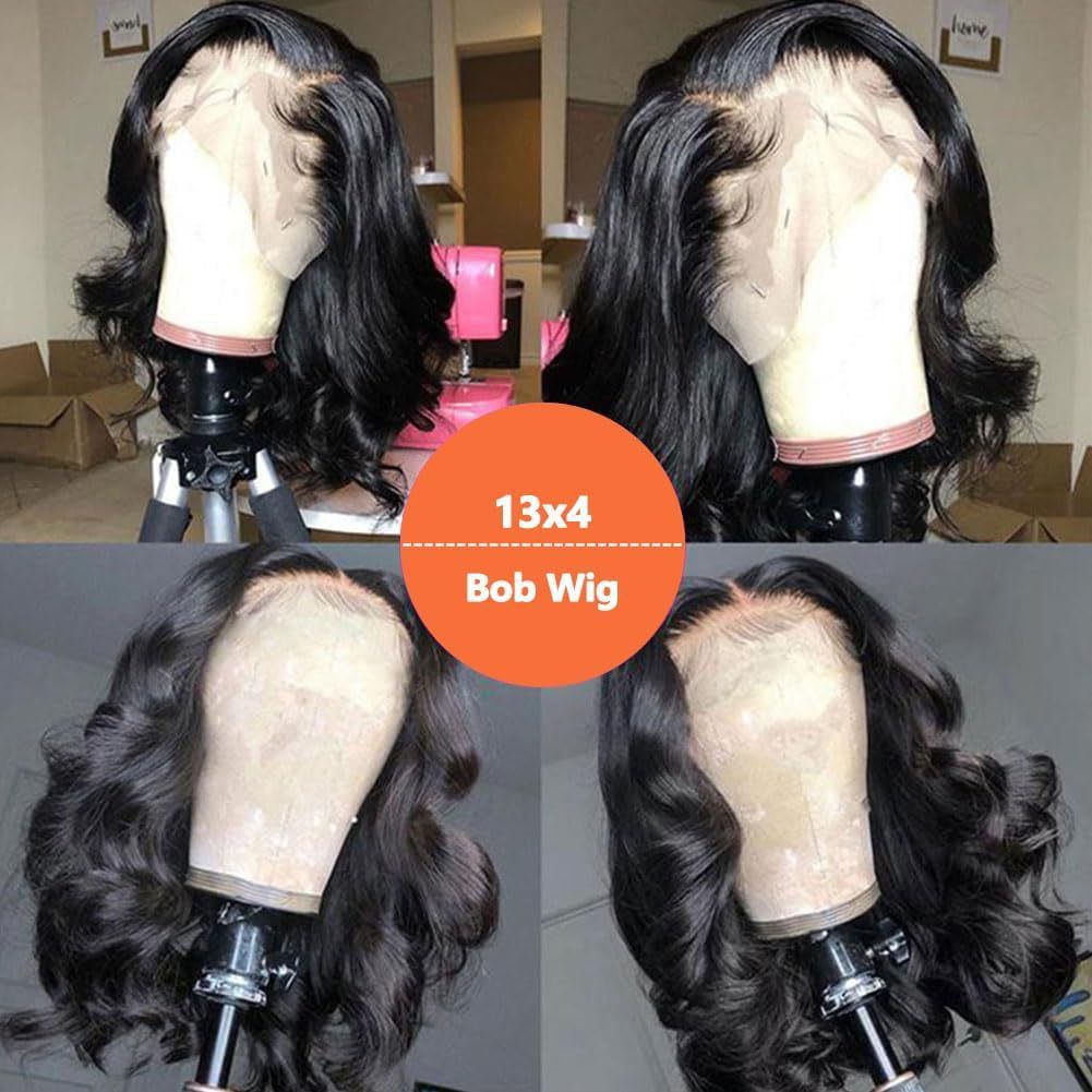 Synthetic Hair New Wig 13*4 Large Lace Wig Set Black Short Curly Free Parted Wavy Wigs_voghion.com