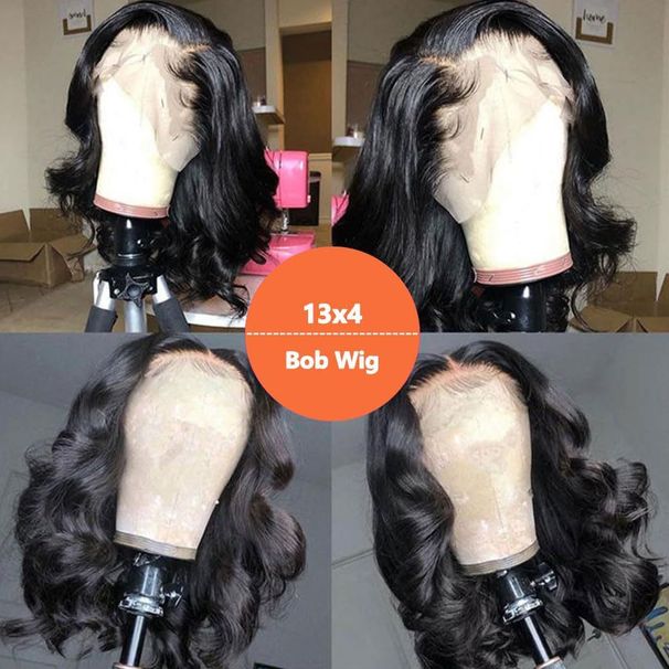 Synthetic Hair New Wig 13*4 Large Lace Wig Set Black Short Curly Free Parted Wavy Wigs_voghion.com