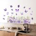 Lila Schmetterling Blumenhaufen PVC selbstklebendes Papier N1885 Wohnzimmer Bett entfernbare Wandaufkleber_voghion.com