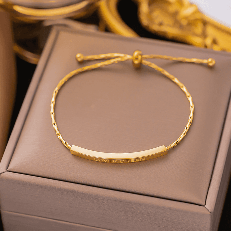 Bracciale in acciaio al titanio con lettere dorate, fatto a mano, alla moda, versatile, semplice, personalità, nicchia_voghion.com