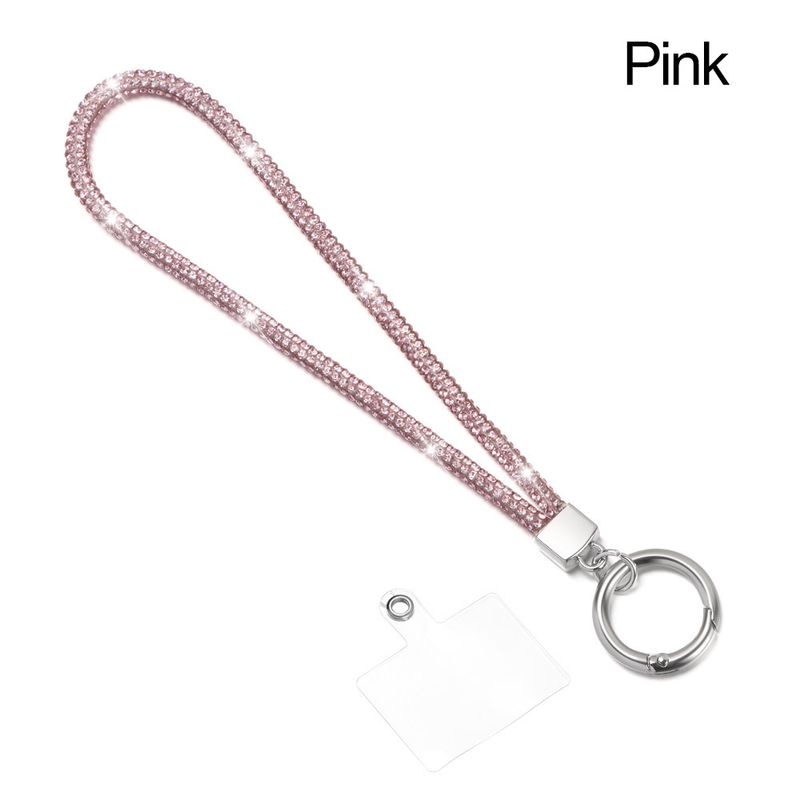 Brokatowa smycz ze strasami 24cm paski na nadgarstki brelok wiszący zapobiegający zgubieniu liny BlingBling kryształowy pasek do telefonu_voghion.com