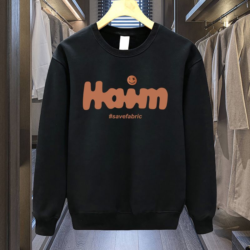 Felpa girocollo da uomo, stile primavera e autunno 2024, fresca e lussuosa, ampia e a maniche lunghe, casual americano, semplice e alla moda._voghion.com