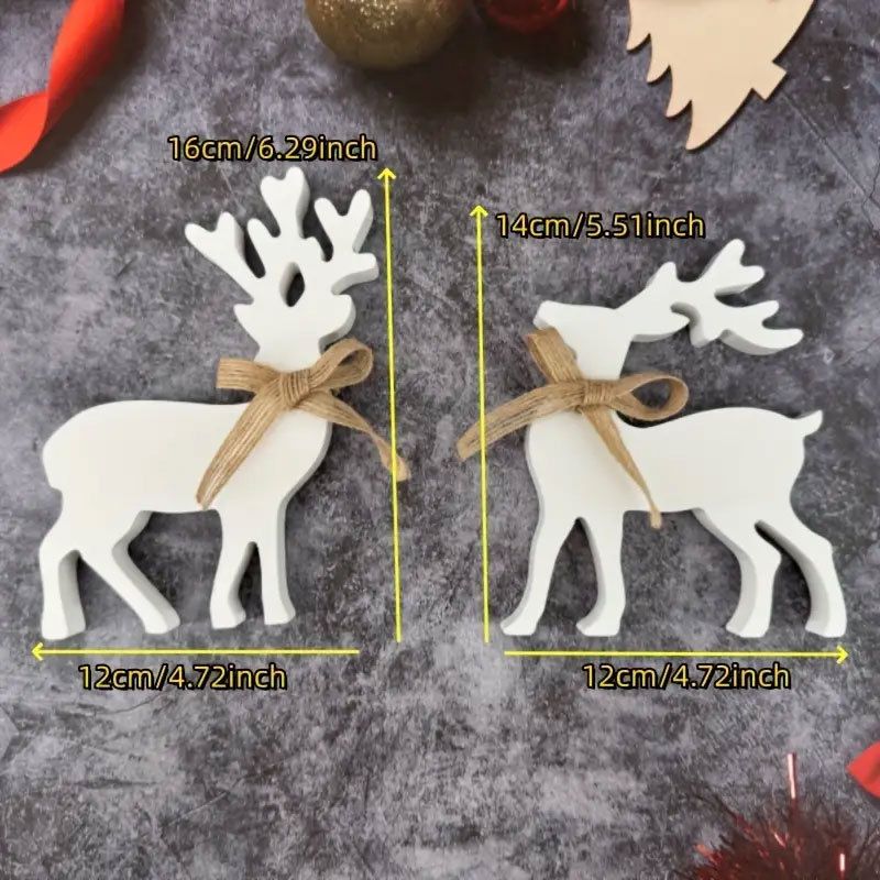 New Christmas decorations, white reindeer wooden crafts, wardrobes, windowsills, festive atmosphere ornaments_voghion.com